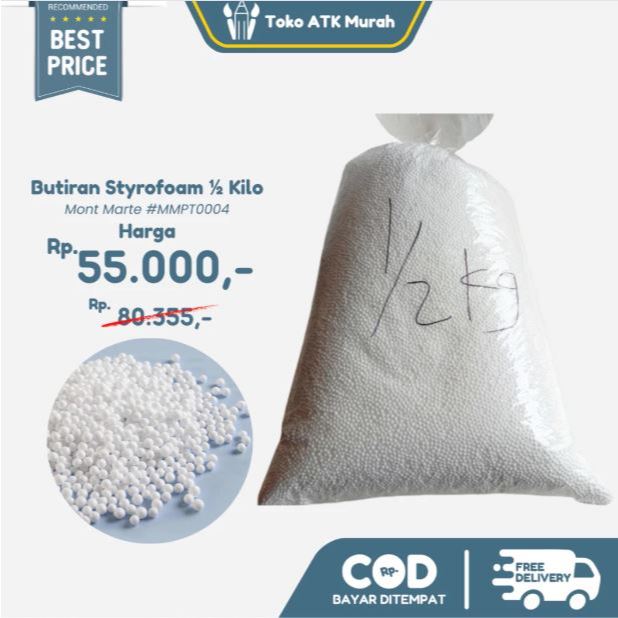 [INSTAN] Butiran Styrofoam Fish Ball 1/2 Kg - Isi Bean Bag Sofa Bantal Boneka Isi Kursi Santai Bahan