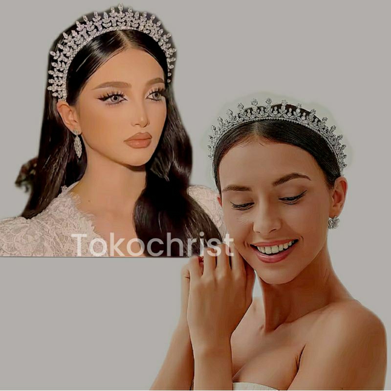 mahkota besar / tanggung mewah premium kristal zircon zirconia aurel ala swarovski permata mata hidu