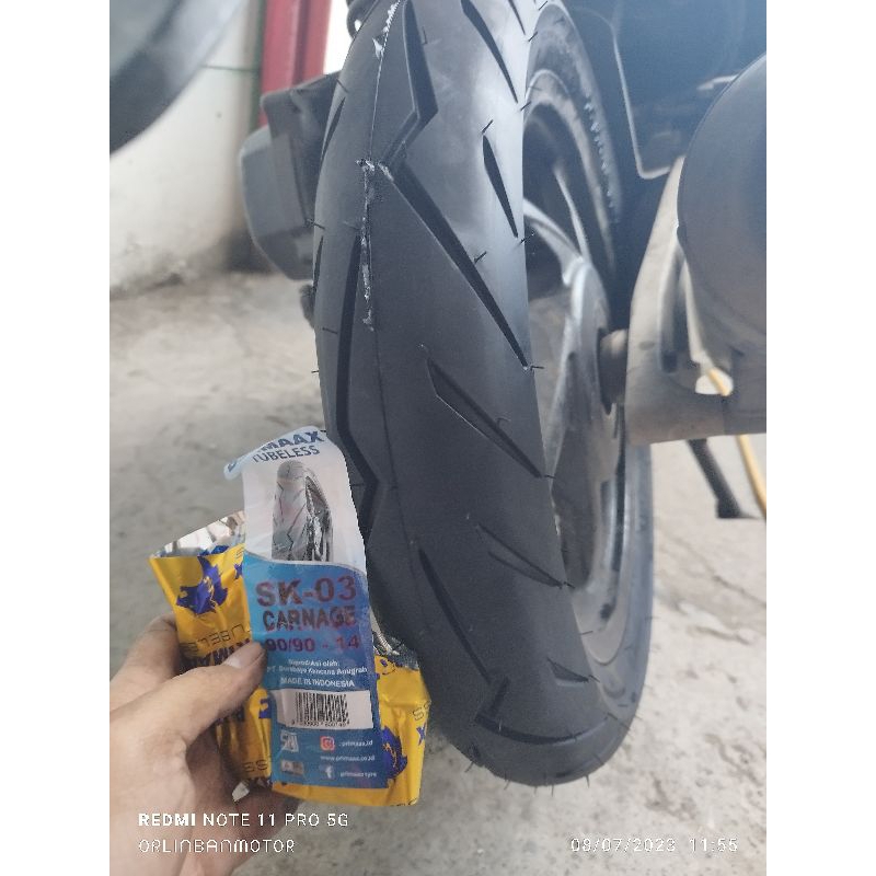 BAN PRIMAX SK03 90/90-14 TUBLES/BAN BELAKANG VARIO125/BAN LUAR BELAKANG MIO SOUL GT125/BAN BELAKANG 
