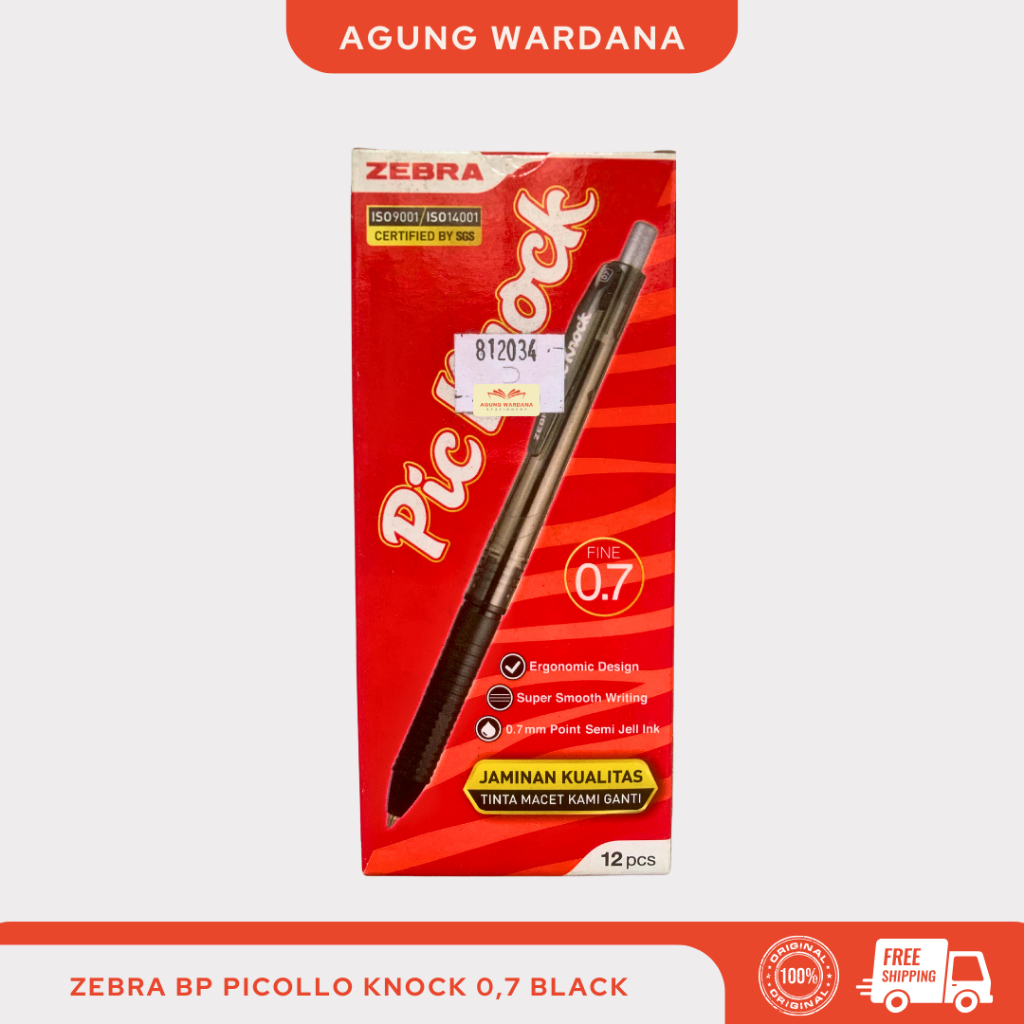

BOLPOIN ZEBRA PICOLLO KNOCK 0,7MM TINTA HITAM