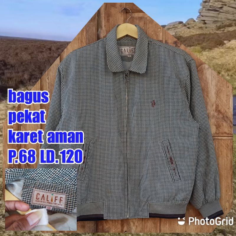 jaket work kerja casual bomber Harrington kera vintage tartan calif