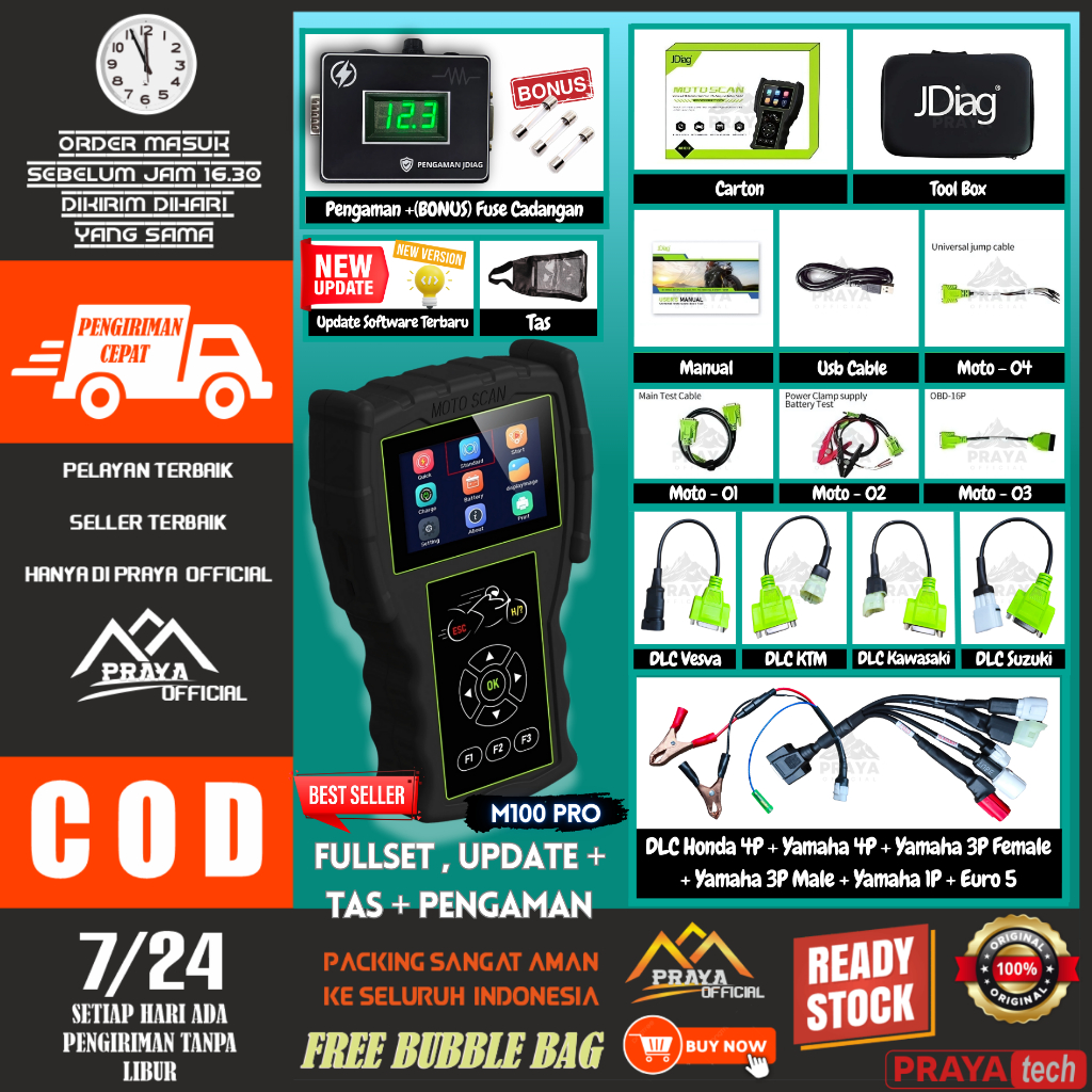 JDIAG M100 PRO SCANNER SEMUA MOTOR JDIAG M 100 PRO SCAN SEPEDA MOTOR HONDA ECU OBD2