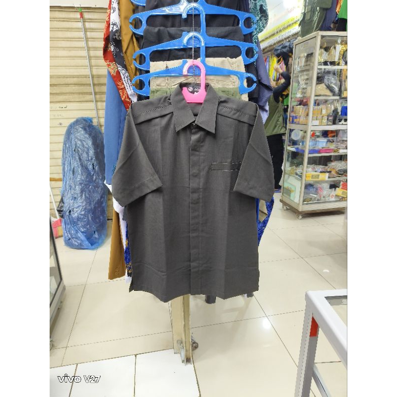 Safari Paspampres warna coklat tua lengan pendek / Seragam Safari Satpam warna coklat tua lengan pen