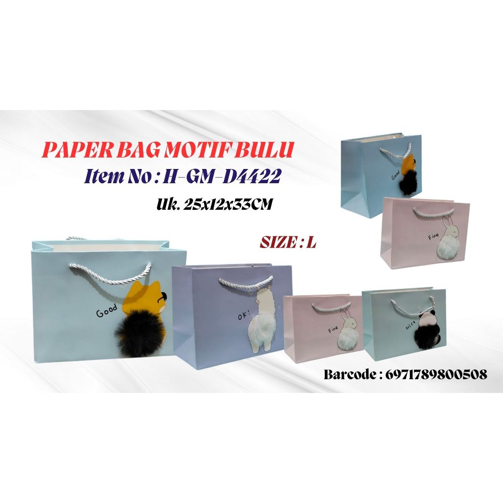 

Paper Bag motif Bulu D-4422/Tas Kertas Size L