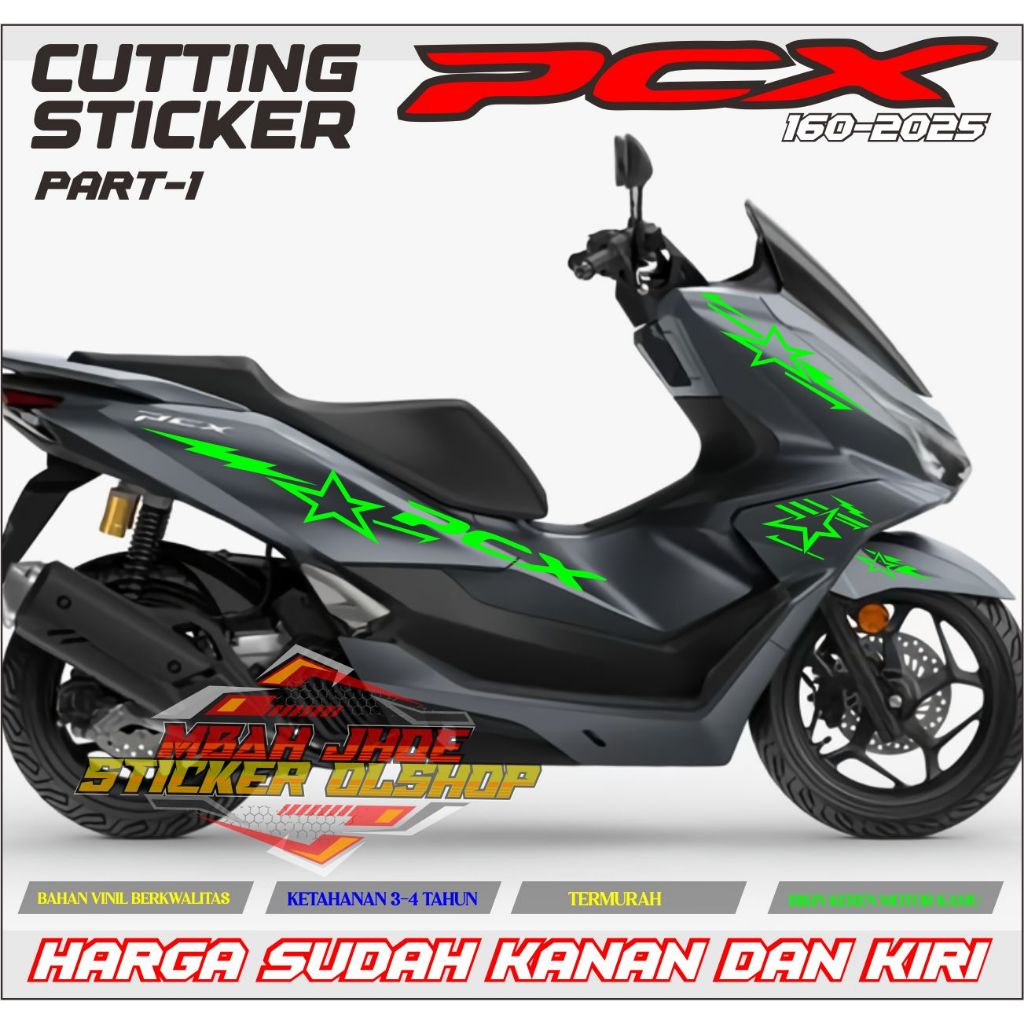 STRIPING MOTOR ALL NEW PCX 160 STRIPING CUTTING STICKER MOTIF BINTANG TAHUN 2025 BODY GREY
