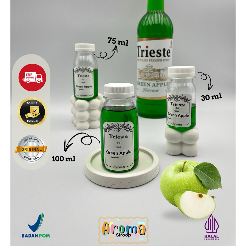 

Trieste Syrup - REPACK sirup Trieste Green Apple (100ml - 75 ml - 30ml) Asli 100% ORIGINAL