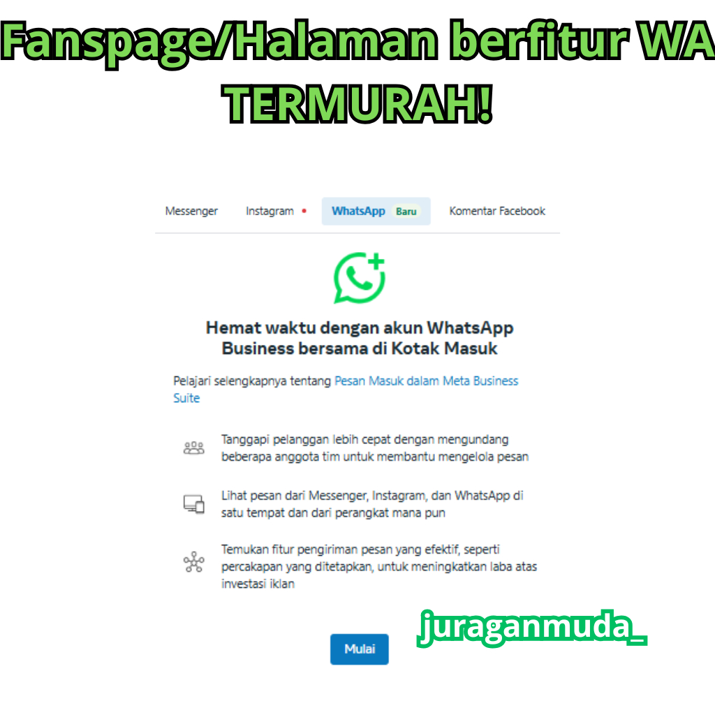 Fanspage/Halaman efbi sudah ada Fitur WA / FP berfitur WA / Halaman Facebook berfitur whatsapp