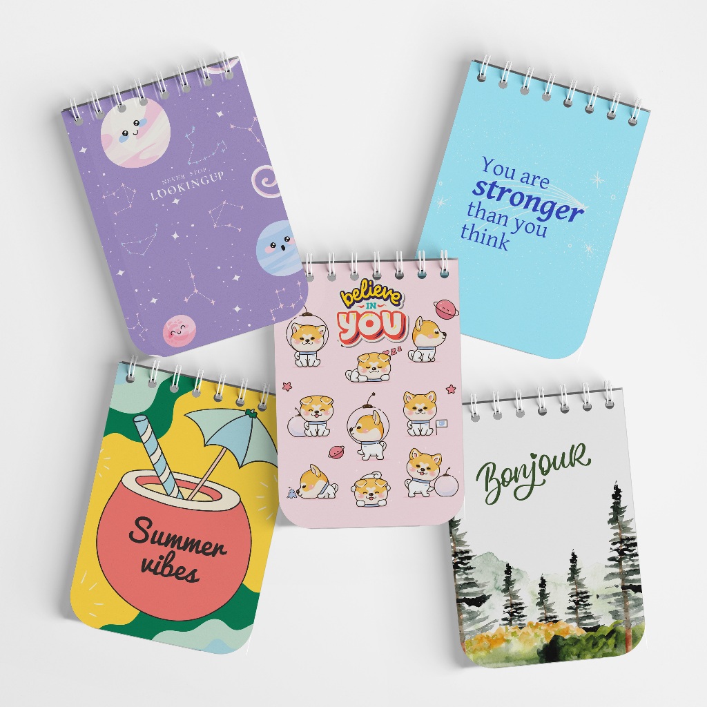Bukuqu Notebook Mini A7 Spiral Notebook, Buku catatan kecil, buku tulis pocket