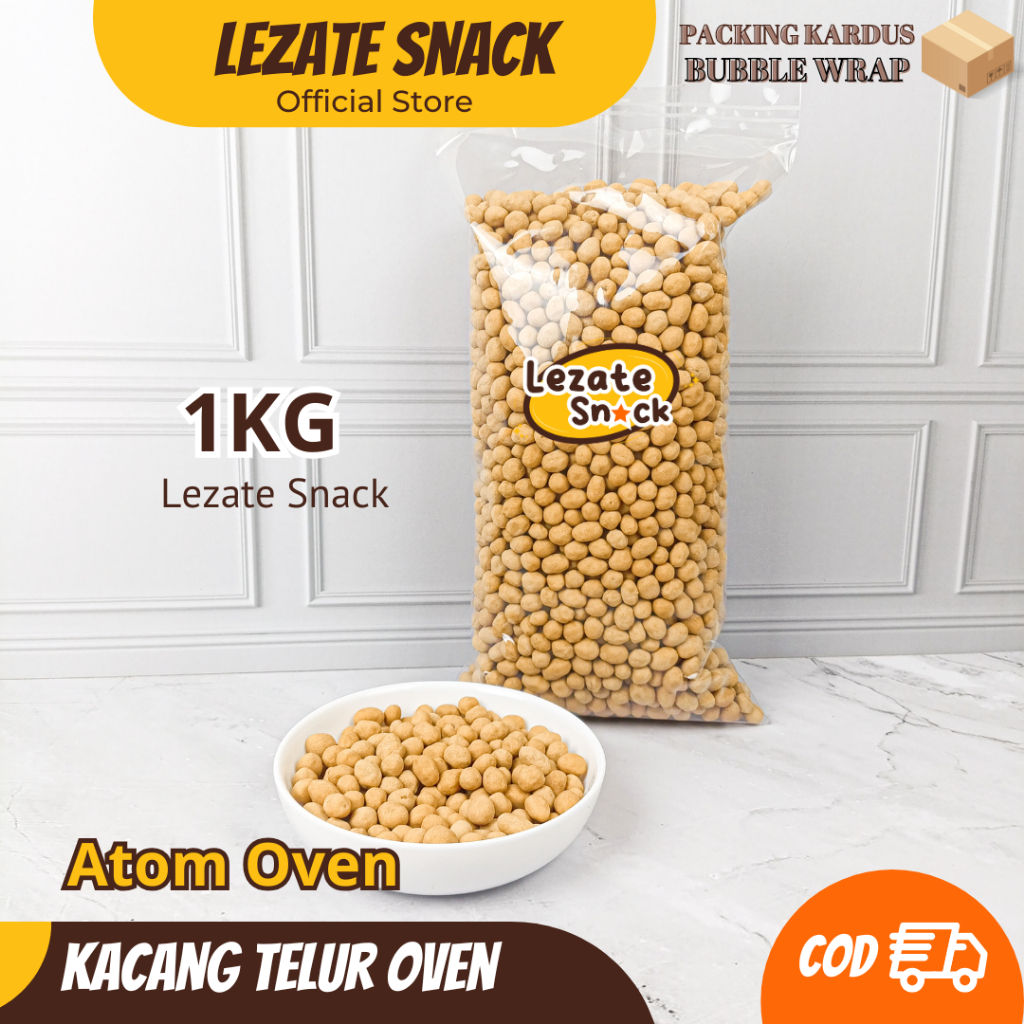 

Kacang Telur Atom Oven Kiloan 1Kg Gurih Manis Murah / Kacang Telor Singapur Bima Garuda / Kacang Telur Bali Panggang SEDAP SNACK