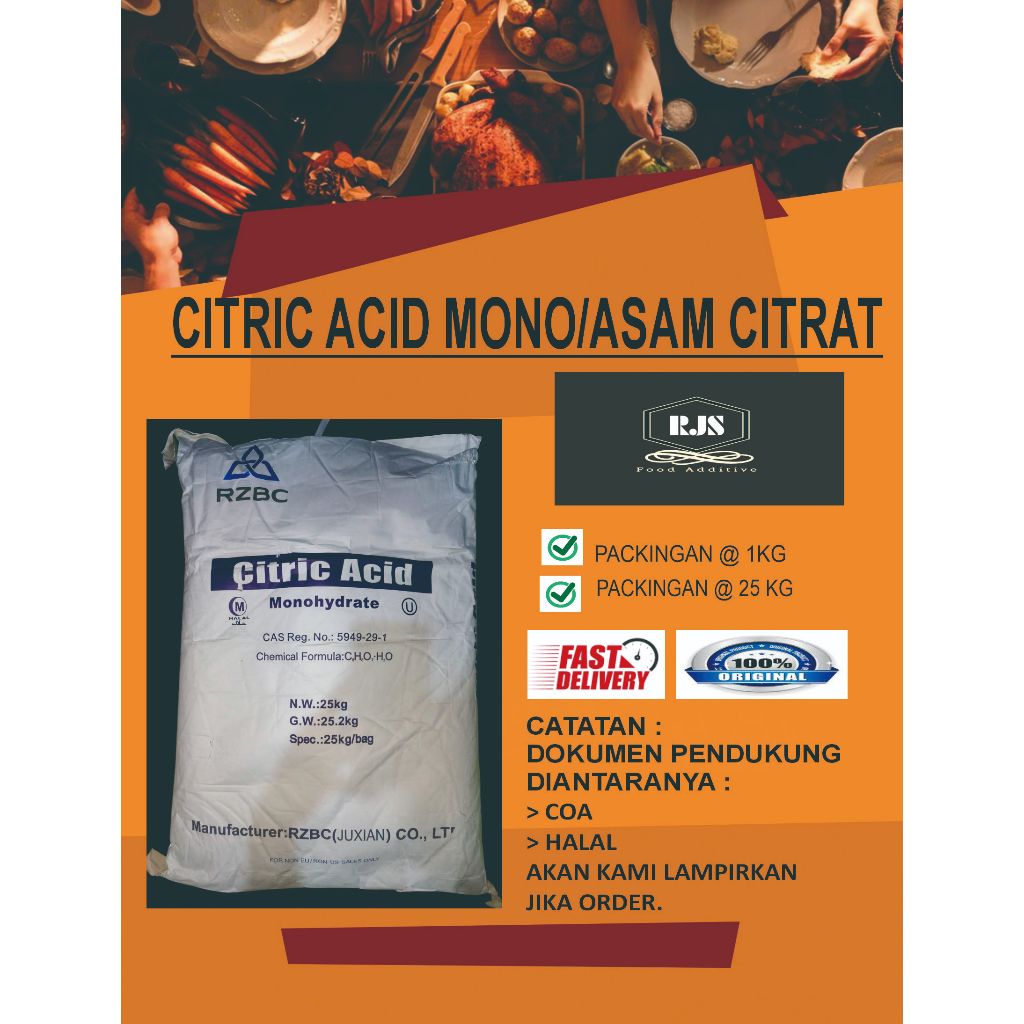 

CITRIC ACID MONO/ASAM SITRAT/ASAM CITRUN/CITRUN UNTUK MAKANAN DAN MINUMAN UKURAN @ 1 KG DAN @ 25 KG BERSERTIFIKAT HALAL MUI