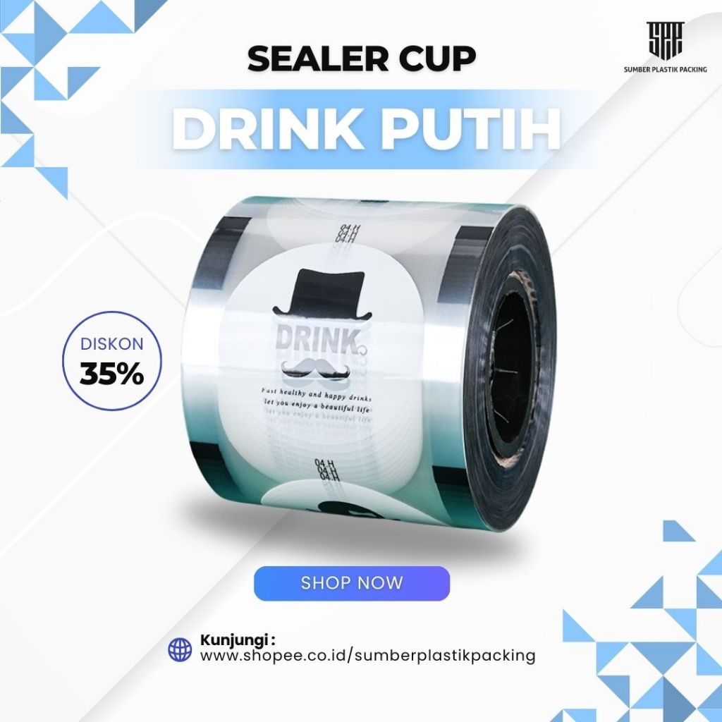 SEALER CUP MOTIF DRINK PUTIH 1000 pcs  || SEALER CUP PLASTIK || SEGEL CUP