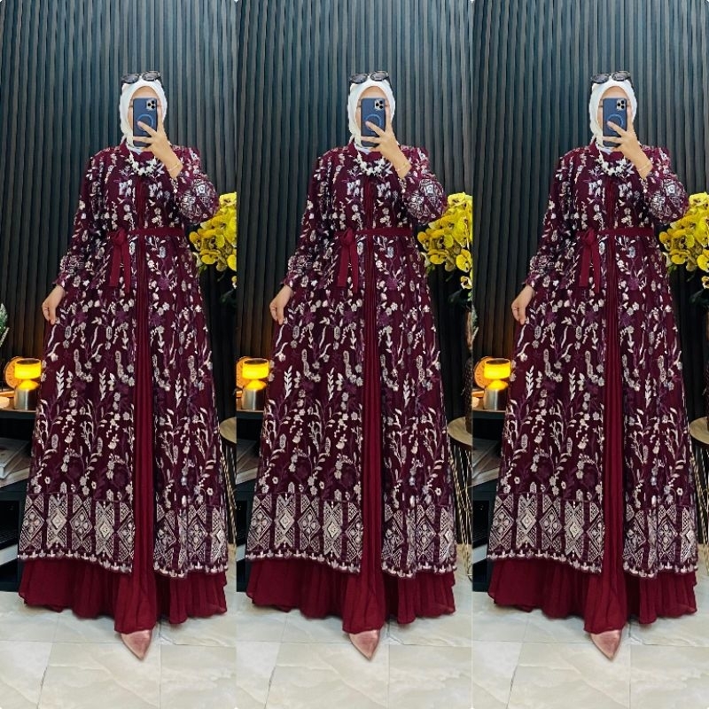 GAMIS WANITA BROKAT MIX PLISKET PREMIUM IMPORT BANGKOK