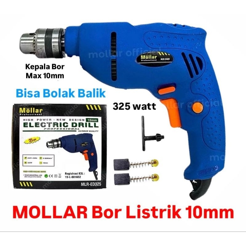 MOLLAR Mesin  bor listrik 10mm bolak balik