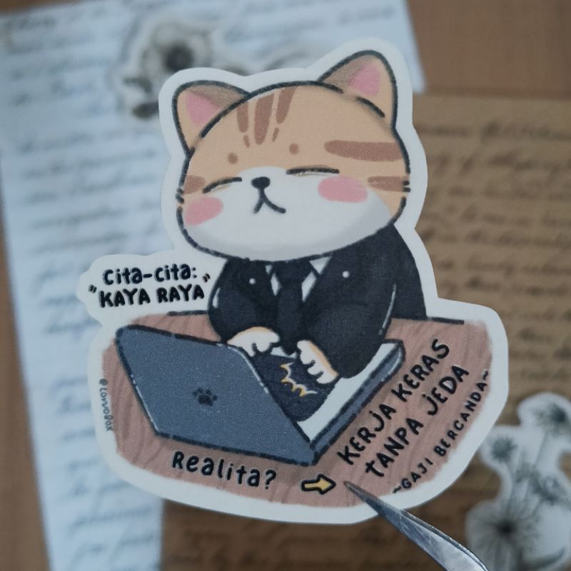 

Lovvocat - Sticker Kucing Cita-cita: Kaya Raya, Realita / Stiker Kucing Korporat / Sticker Cat / Stiker Kucing / Sticker Kitten / Catlovers / Pecinta Kucing / Penggemar Kucing - Cute - Kawaii - Meme Kucing