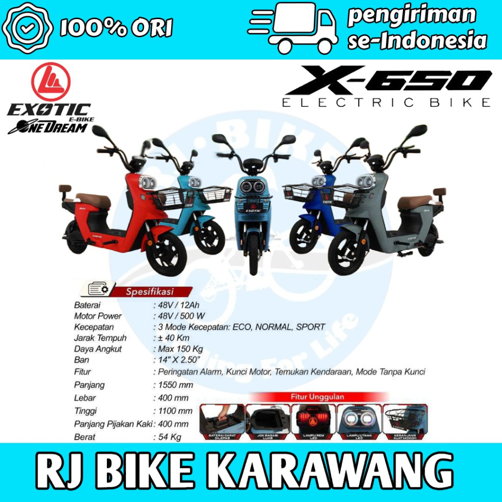 SEPEDA LISTRIK EXOTIC E BIKE MOPED X 610 X 620 X 650 TERBARU