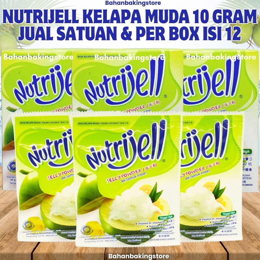 

NUTRIJELL KELAPA MUDA 10 GRAM PER BOX ISI 12 SACHET | KEMASAN EKONOMIS 10 GRAM X 12 SACHET (1 BOX)