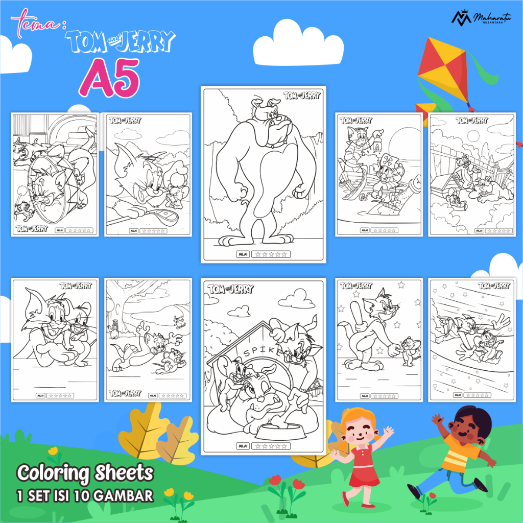 

[TOM AND JERRY] LEMBAR GAMBAR ANAK - KERTAS MEWARNAI READY STOCK - COLORING SHEET UK. A5
