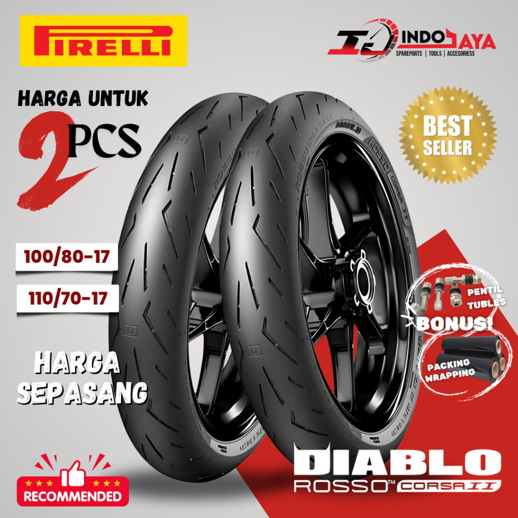 [SEPASANG MURAH] BAN PIRELLI DIABLO ROSSO CORSA 2 ( 100/80-17 & 110/70-17 ) SOFT COMPOUND RING 17 / 