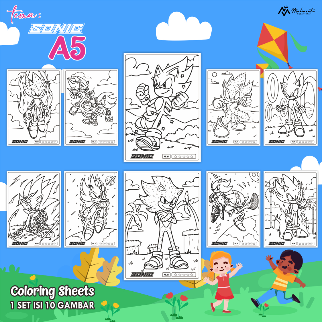 

[SONIC] KERTAS GAMBAR ANAK - LEMBAR MEWARNAI 1 SET READY STOCK - COLORING SHEET