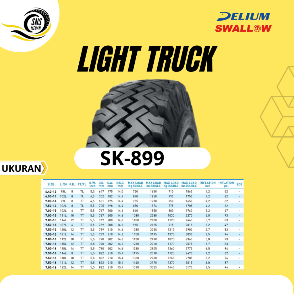 Ban Swallow SK-899 untuk light truck (Terdapat berbagai pilihan ukuran)