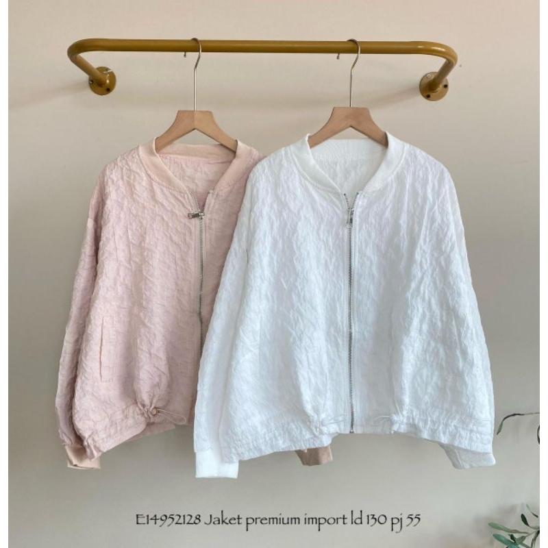 - Lucky Lacky Boutique - Jacket Premium Oversize Jumbo Crop Top Jacket Olahraga Wanita Running Zippe