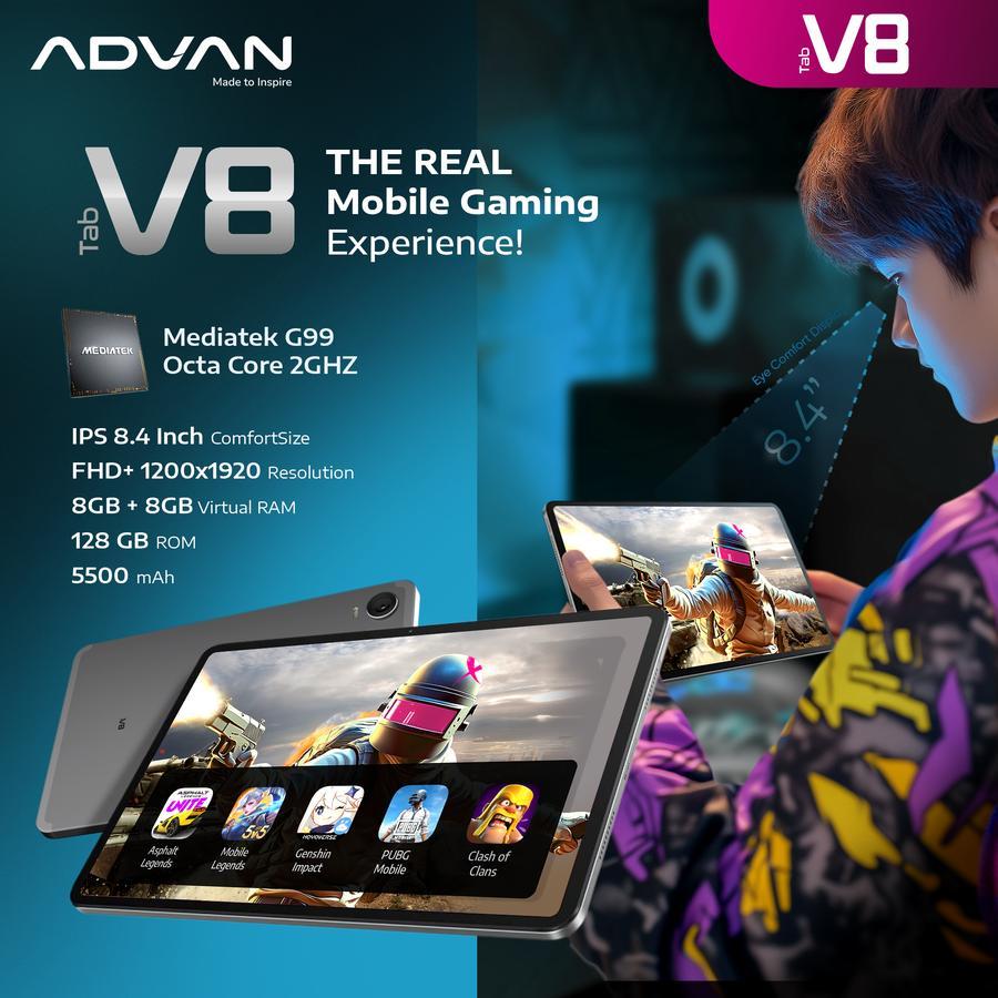 Advan Tab V8 - RAM 8GB+8GB/128GB - Android 14 - IPS 8.4 inch- BAtt 5500 MAH