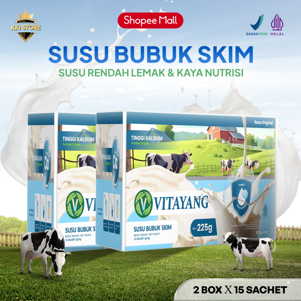 

Vitayang Susu Bubuk Skim Rasa Original [2 x 15 Sachet] | Susu Rendah Lemak Untuk Meningkatakan Daya Tahan Tubuh