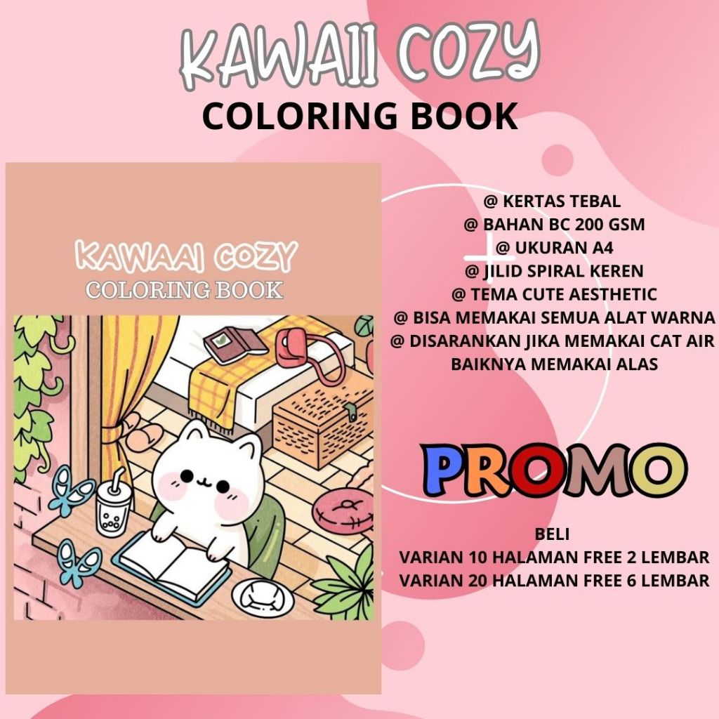 

KAWAII COZY Super Cute Coloring Book Buku Mewarnai Sketsa Gambar Murah Lucu Bagus Kertas Tebal COD