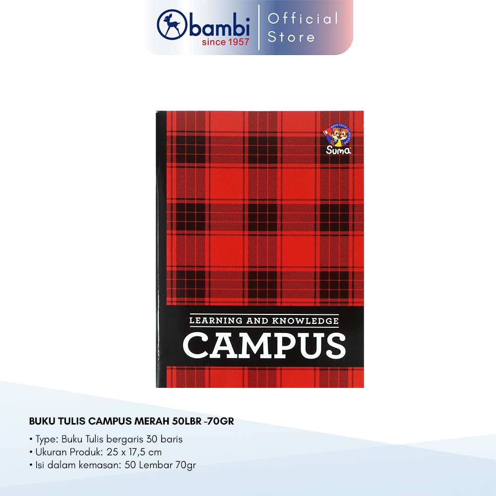 

Bambi x Suma Buku Tulis Learning And Knowledge Campus Isi 50 Lembar 70 Gram 1 PACK Original