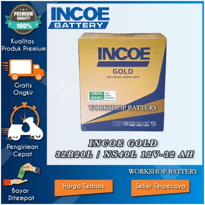 AKI MOBIL HONDA MOBILIO / BRV / CITY / JAZZ / BRIO / FREED / WRV.  INCOE GOLD NS40L / 32B20L 12V-32 