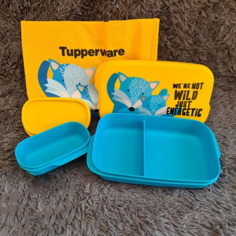 Wadah bekal anak foodie buddy Fox rubah / Panda  tupperware with tas