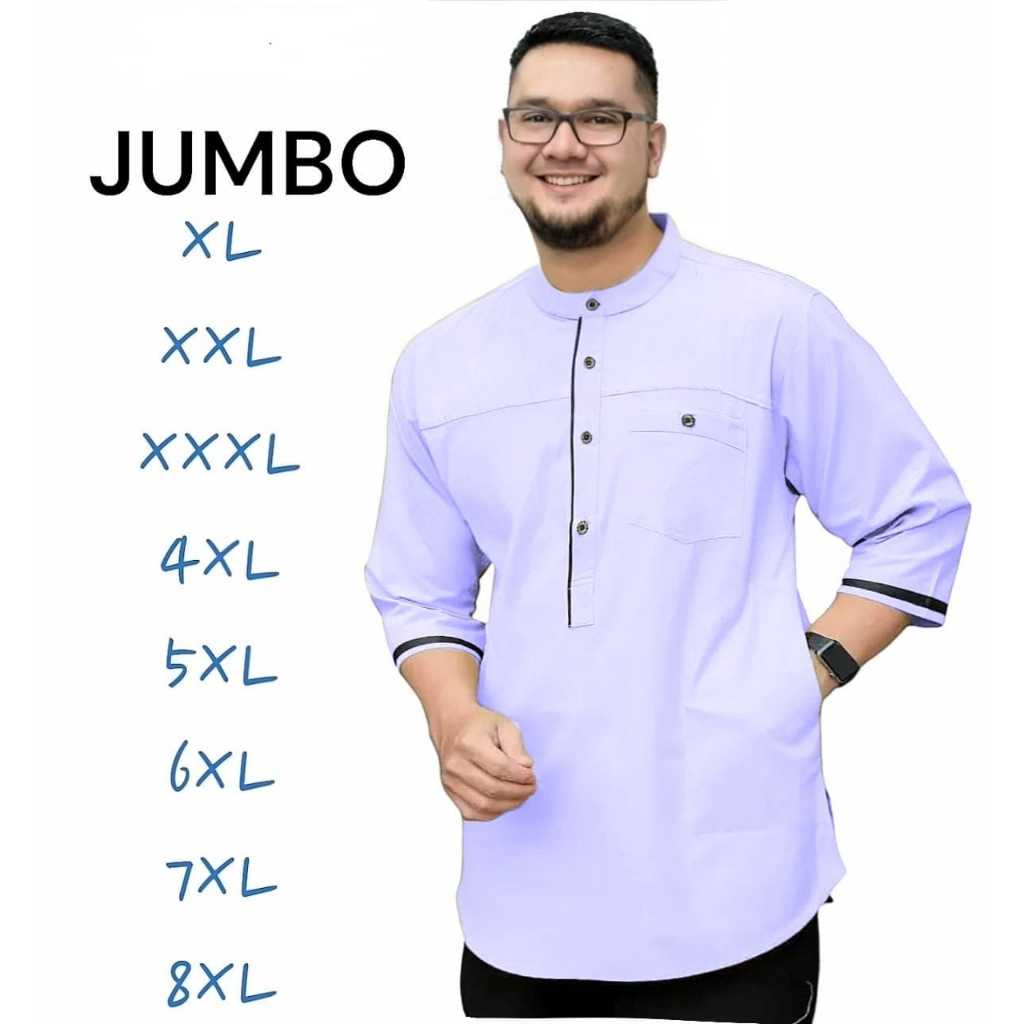 Koko Kurta Putih Premium Lengan Perempat Jumbo / Baju Koko Lengan 3/4 Jumbo