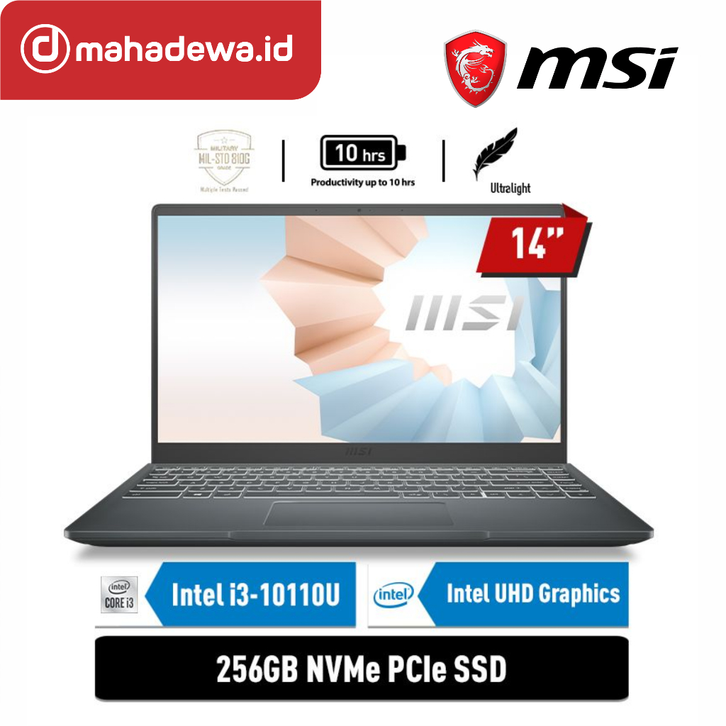 MSI Modern 14 B10MW i3-10110 8 256 10 Grey