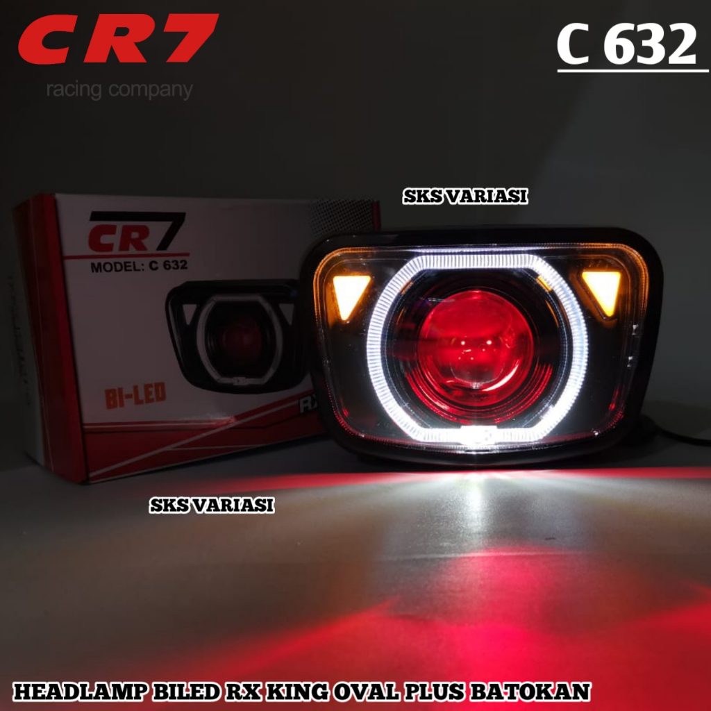 CR7 C632 - Lampu Biled Headlamp Model Oval Biled CR7 Original Lampu Depan RX KING Set Batok Oval