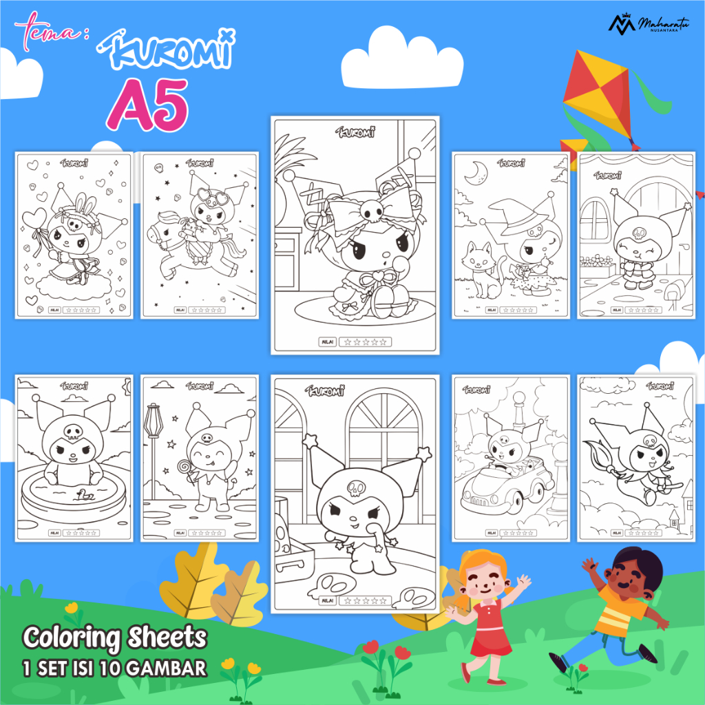 

[TEMA KUROMI] KERTAS MEWARNAI ANAK - KERTAS BER GAMBAR 1 SET READY STOCK - COLORING SHEETS FOR KIDS