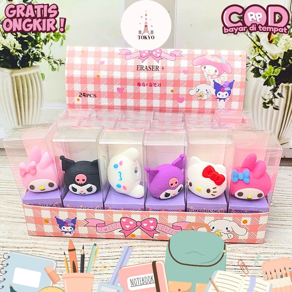

Rautan Miniatur Kepala Sanrio Perlengkapan Sekolah Stationery Lucu Imut