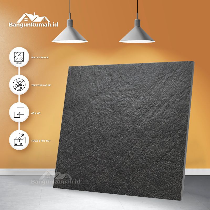 Keramik teras carport Rocky Black 40 x 40