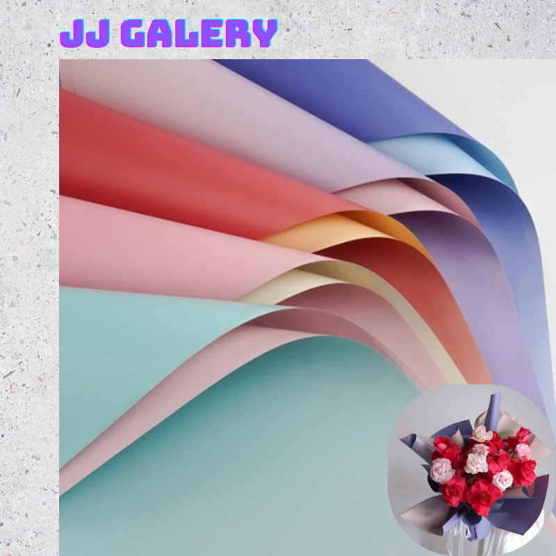 

Kertas Buket Bunga Gradasi Rainbow Waterproof Flower Wrapping Cellophane Gradient Matte Double Border KB034