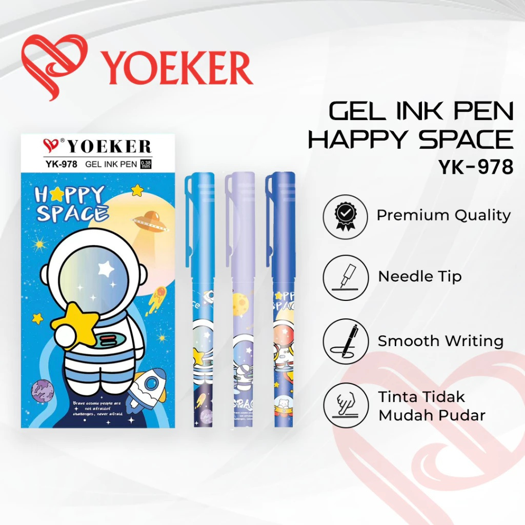 

1 LSN / 12 PCS Gel Pen Yoeker YK-978 Happy Space