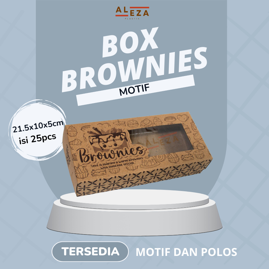 Box Brownies 21x10x5/Dus Brownies/Dus Bolen/Kotak Brownies 21x10x5 Motif  isi 25 Pcs