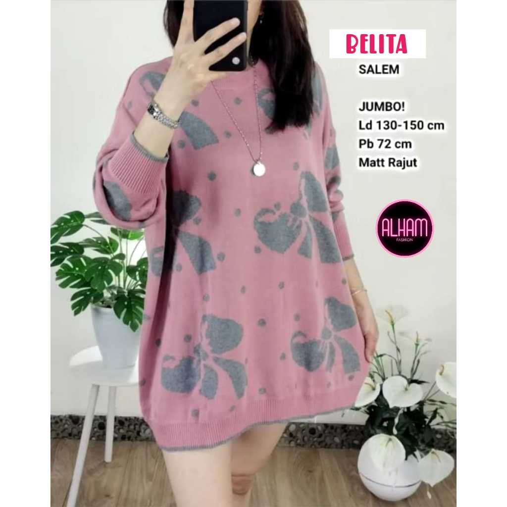 Belita Top Baju Atasan Blouse Wanita Super Jumbo Ld 130 140 150 Bigsize XXXXXL Bahan Premium Rajut A