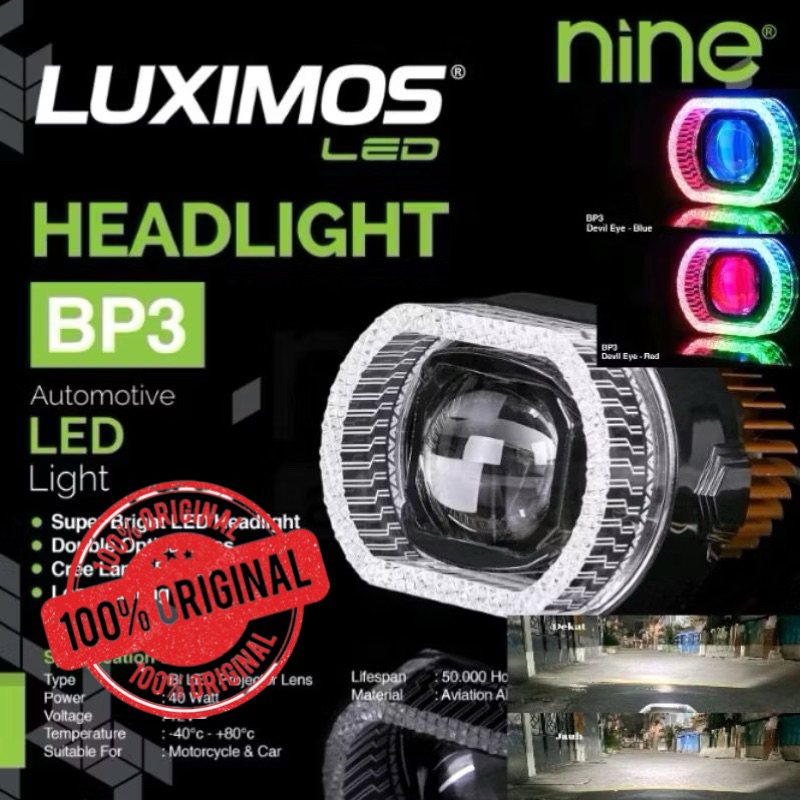 LAMPU BILED PROJECTOR LED HEADLIGHT 3 INCH DEVIL EYE NINE LUXIMOS BP3