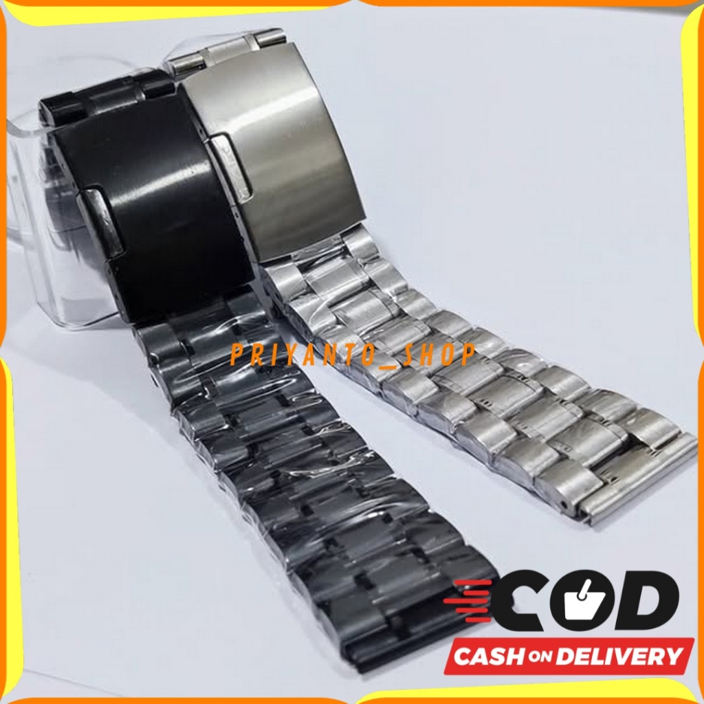 Strap Tali Jam Tangan Rantai Stailesa Stell  EXPEDITION 18 20 22 24 26mm Hitam