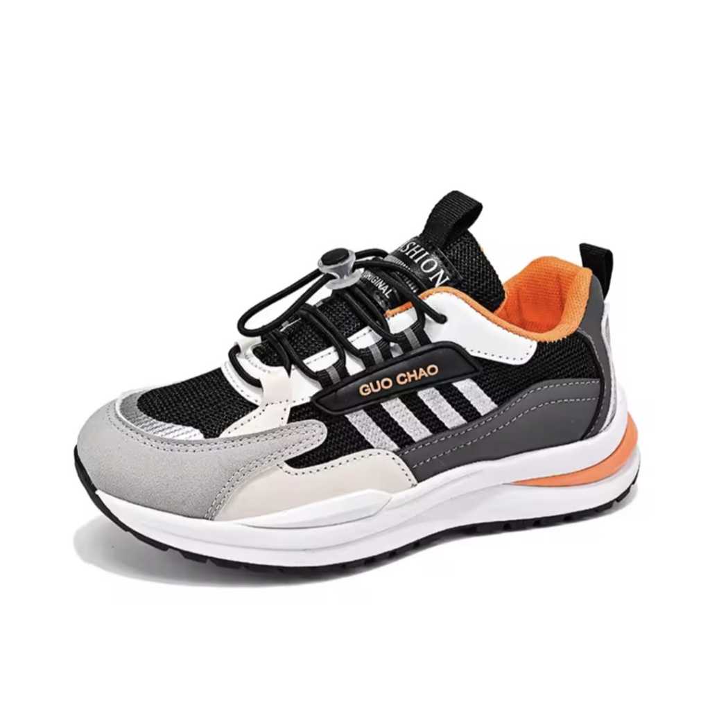 RK Kids - Theo Sepatu Anak Anak Guo Chao Sneakers Anak Kasual Hitam Krem Hijau