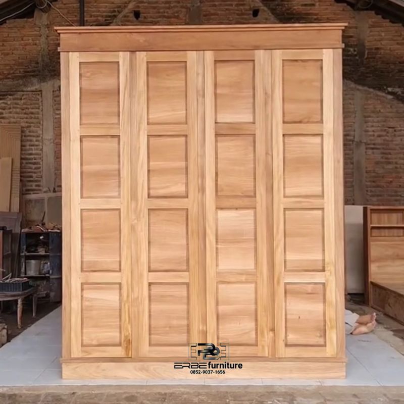 lemari pakaian almari pakaian minimalis spesial kayu jati perhutani super mewah tanpa putih