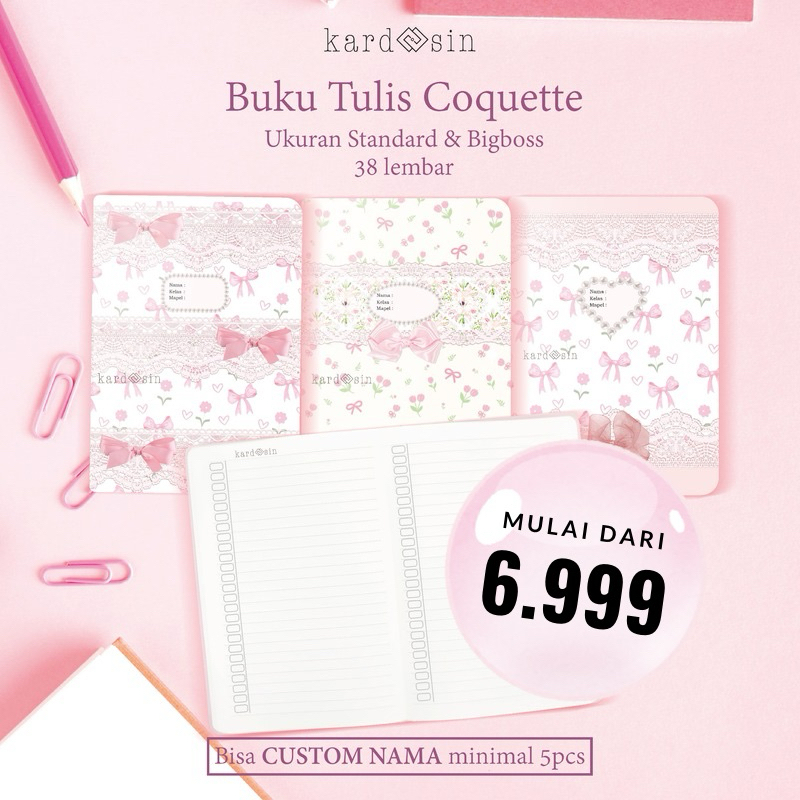 

BUKU TULIS PINK COQUETTE AESTHETIC ESTETIK KOKET PITA CUTE LOVE BUNGA RIBBONS SIDU BIGBOSS CAMPUS BOXY PREMIUM QUALITY PINTEREST PASTEL VINTAGE FLOWER FLORAL TIKTOK KERTAS BOOK COVER NOTEBOOK NAMA MAPEL KELAS MATA PELAJARAN PERLENGKAPAN SEKOLAH STATIONARY