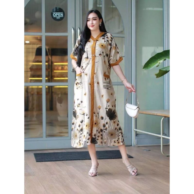 Daster Piama Wanita Kekinian Model Terbaru Adhigama Busui Kancing Depan Bahan Rayon Premium