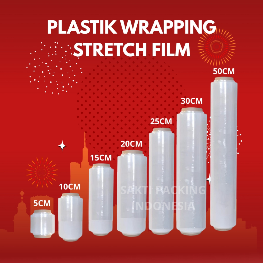 

Plastik Wrapping Barang / Stretch Film 5cm - 50cm x 300 meter 17 micron TIDAK GAMPANG PUTUS
