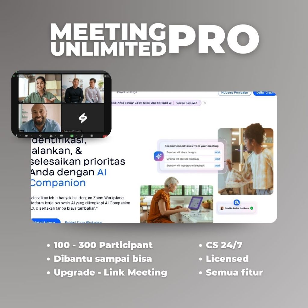 Sewa Meeting Harian Zoom Meeting Premium 100 - 300 Participant Termurah Seindonesia