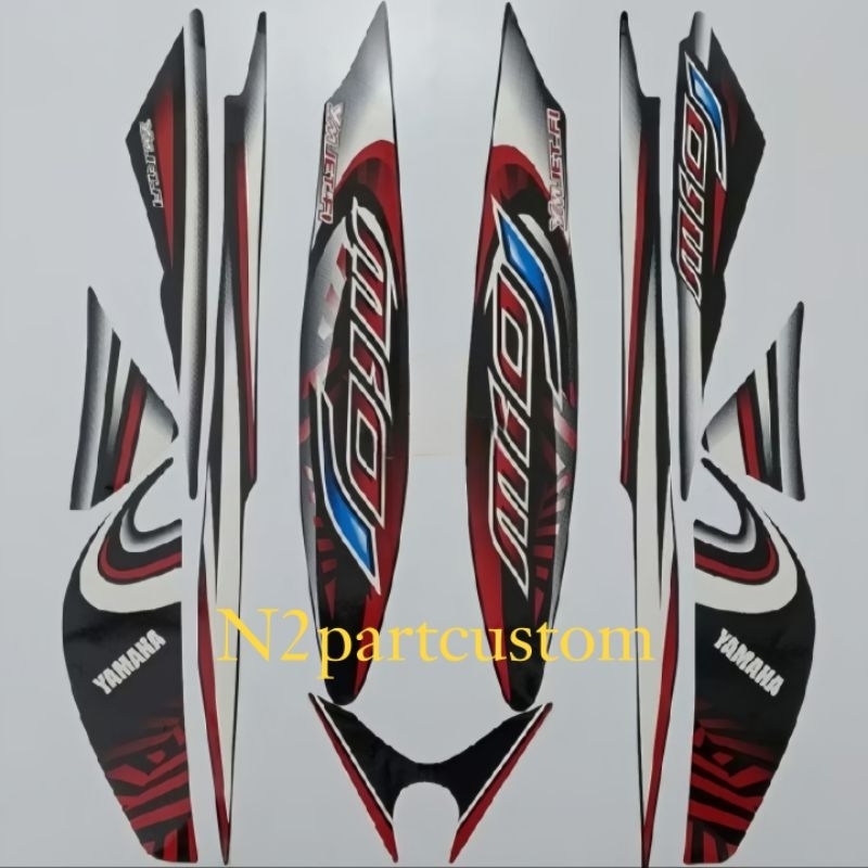 Striping stiker polet motor Yamaha MIO J Mio J 2012 sporty hitam full